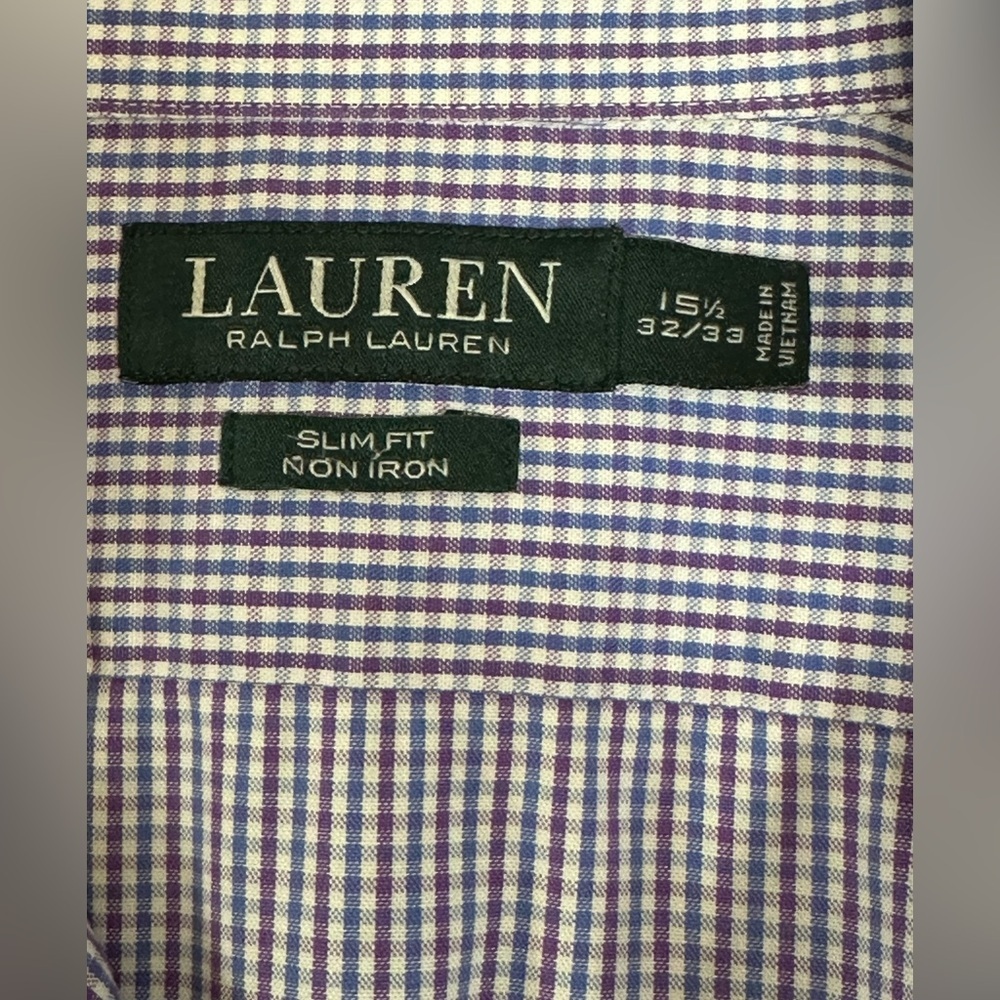 Lauren Ralph Lauren Men's Lavender Checkered Dress Shirt 💙 - Picture 4 of 7